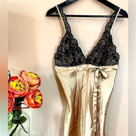 Intimates Sleepwear Vintage Lingerie Gold Tone With Black Lace Sears Womans Medium Poshmark