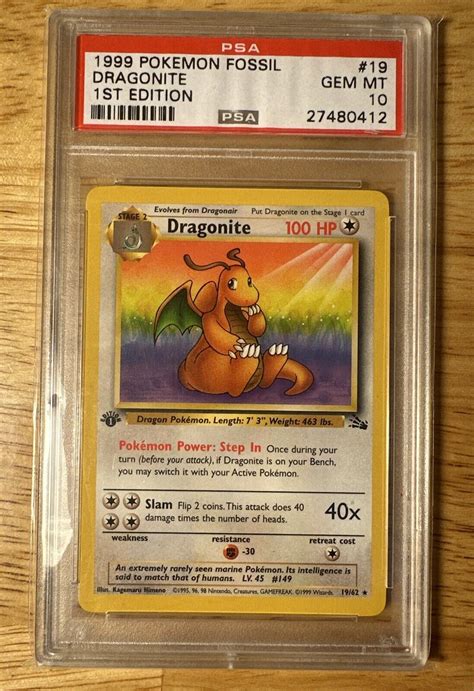 Dragonite 1999 Fossil 19 62 1st Edition Price Guide Sports Card Investor