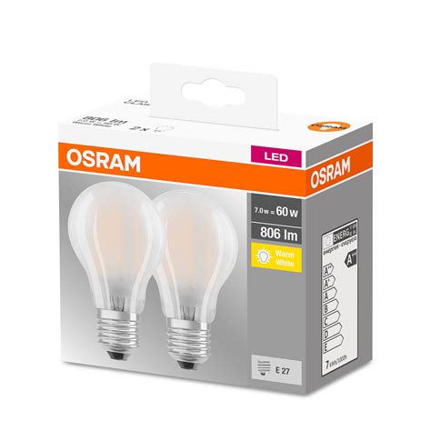 Комплект 2 крушки Led Osram A60 E27 7w 60w 806 лумена Матови