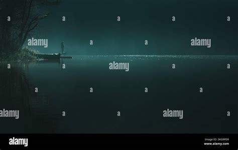 Fishing on mystical lake, horror Stock Photo - Alamy