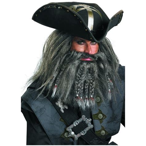 Deluxe Blackbeard Pirate Hat Black Tricorn Costume Accessory