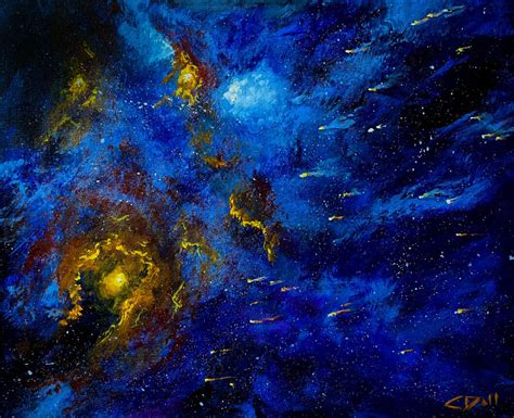 Nebula in Blue and Orange (original) – Space Art by Christopher Doll