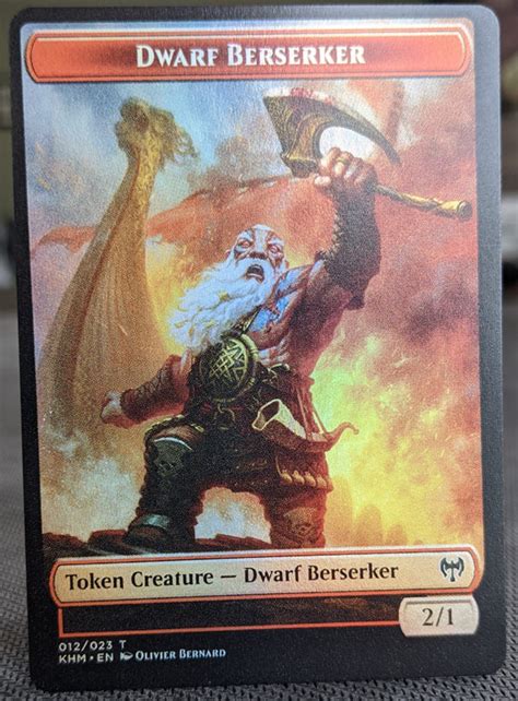 Foil Token Dwarf Berserker Komas Coil Double Sided From Kaldheim