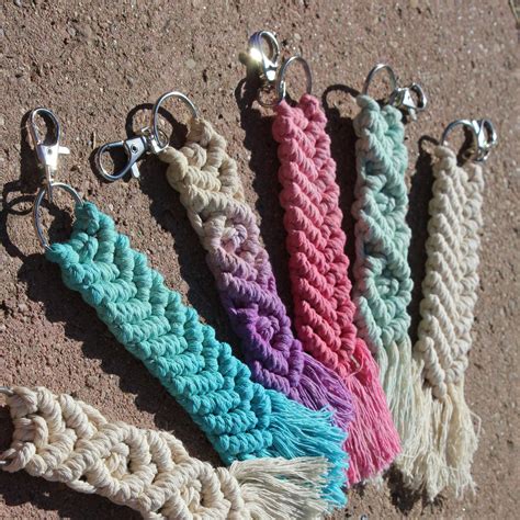 Macrame Keychains Dyed Macrame Keychain Dyed Ombre Macrame Etsy