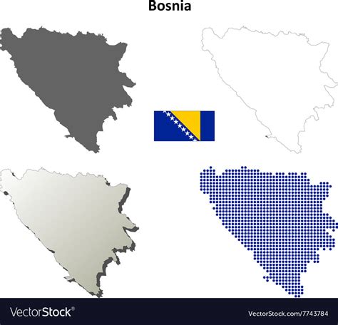 Bosnia And Herzegovina Outline Map Set Royalty Free Vector