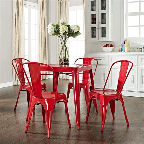 Crosley Amelia Five Piece Metal Cafe Dining Set With Table