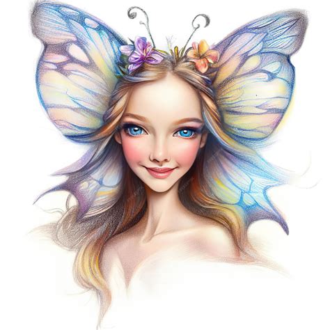 Premium Ai Image A Girl With A Butterfly On Her Head