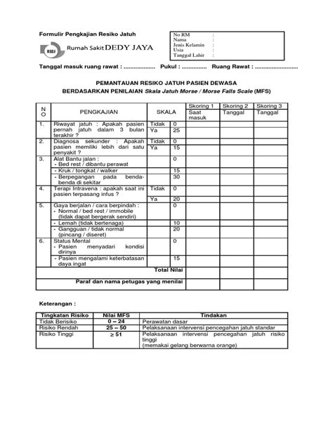 Formulir Pengkajian Resiko Jatuh Pdf