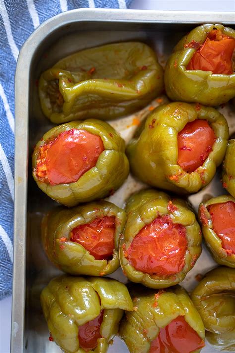 Turkish stuffed peppers vegetarian biber dolması Picnic on a Broom