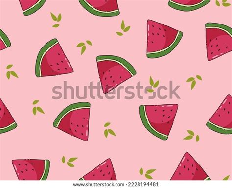 Doodle Watermelon Seamless Pattern Background Wallpapers Stock Vector