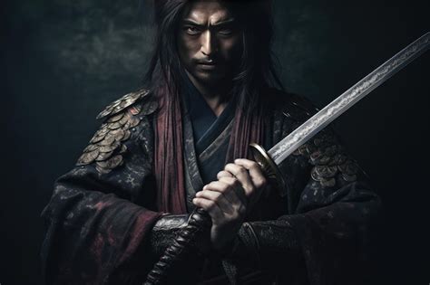 Premium AI Image | A samurai holding sword japanese samurai Wallpaper Generative ai