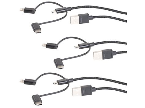 Callstel Microusb Kabel 3er Set Ladekabel Für Micro Usb Usb C