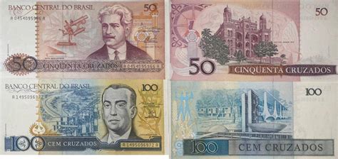 Brasilien 50 100 Cruzados 1986 88 Banknoten 2 Stück Lot Banco