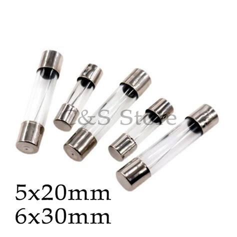 10pcs 5 20mm 6 30mm Fast Blow Glass Tube Fuses 5x20 6x30mm 250v 0 5 1 2