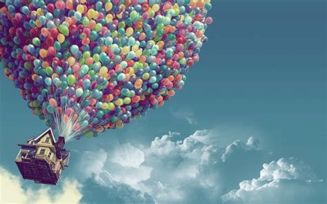 large group of objects, balloon, Up (movie), blue, cloud - sky, Disney ...