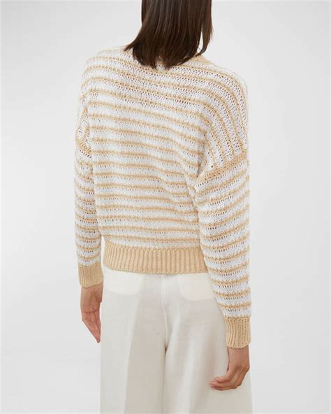 Peserico Striped Sequined Knit Sweater Neiman Marcus