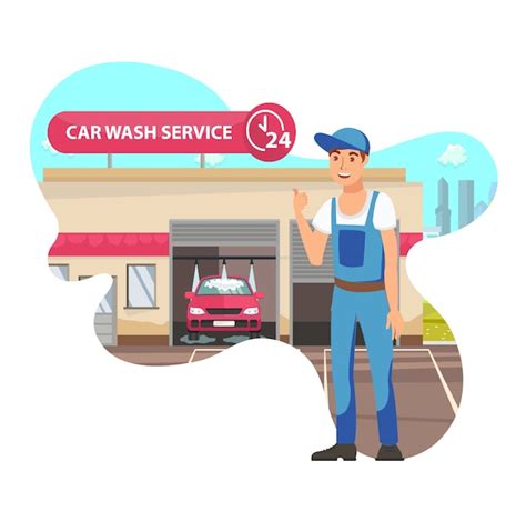 Servicio de lavado de coches plana vector ilustración aislada Vector