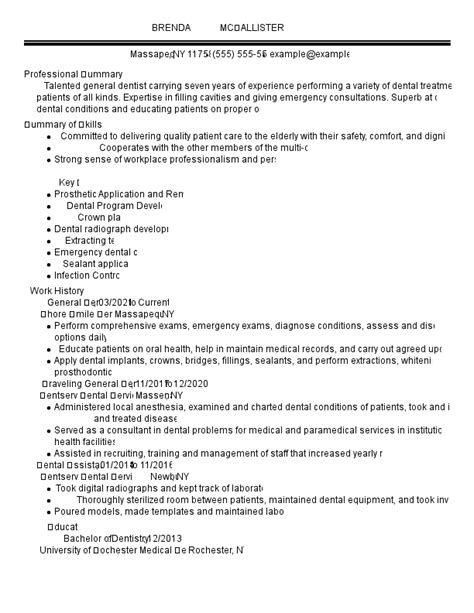 Downloadable Dentistry Resume Templates For Top Jobs