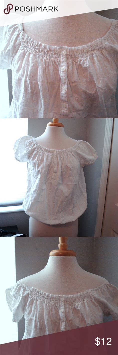 White Peasant Blouse Size Medium Faded Glory White Peasant Blouse