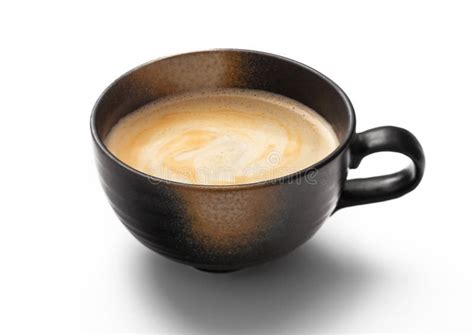 Large Cup Of Fresh Hot Morning Coffee With Creamy Foam On White Background Stock Photo Image