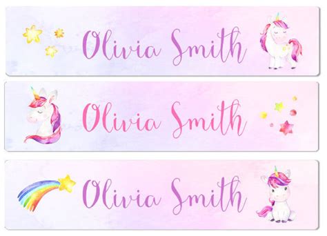 Unicorns Waterproof Name Labels School Name Labels Girl Labels Etsy