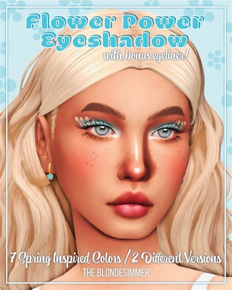 🌼flower Power Eyeshadow Bonus Eyeliner 🌼 Theblondesimmer In 2024 Sims 4 Cc Makeup The