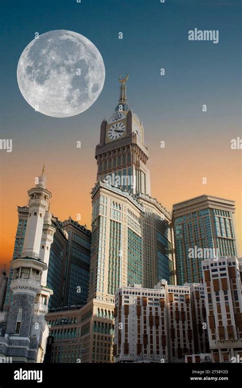 Royal Clock Tower Makkah In Makkah Saudi Arabia Amazing Sky Stock