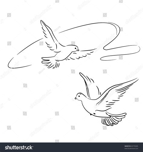 Vector Illustration Doves Pigeons Flight Symbol Stock Vector (Royalty ...