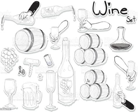 Hand Drawn Wine Elements Stock Illustration Download Image Now