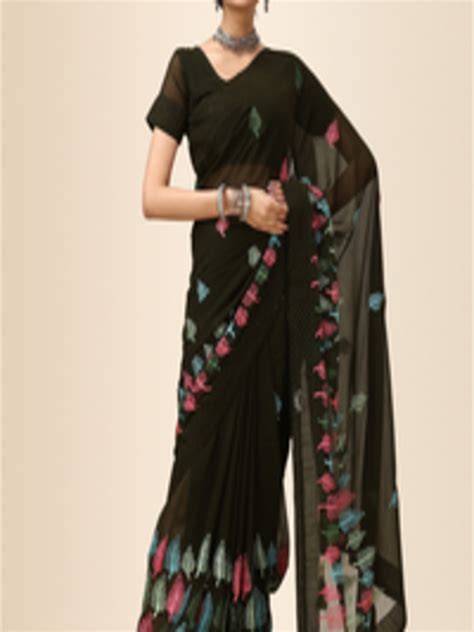 Buy Vaidehi Fashion Floral Embroidered Pure Chiffon Saree Sarees For