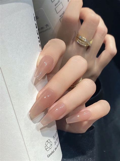 Jelly Ice Tea Brown Nude Long Coffin Luxury Press On Nails S Etsy Canada Blush Nails