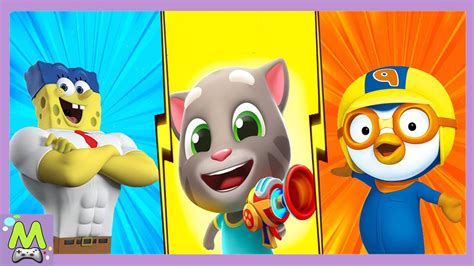 Talking Tom Blast Park Vs Spongebob On The Run Vs Pororo Penguin Run