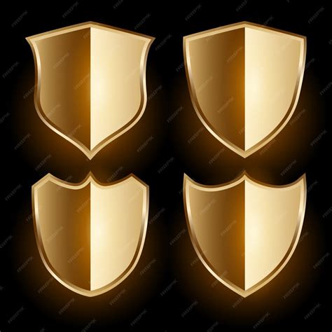 Conjunto De Insignias De Escudo Dorado Realista Vector Gratis