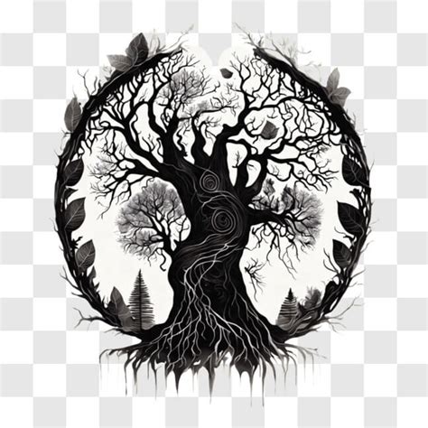 Download Mythical Tree Drawing Inspired By Fantasy Literature Png