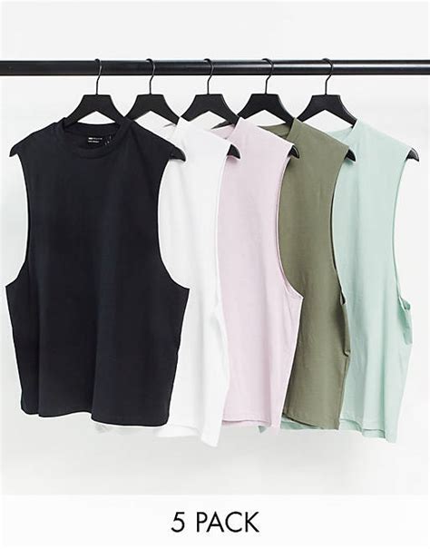 Asos Design Lot De 5 Débardeurs Décontractés à Emmanchures Larges