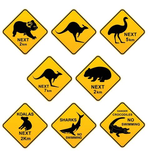 Australian road signs Vector Art Stock Images | Depositphotos