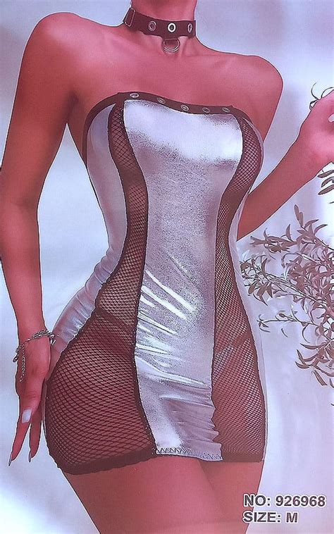 Провокативно Фустанче Сребрена боја со Мрежа Универзална големина XXX SEX SHOP LIBIDO
