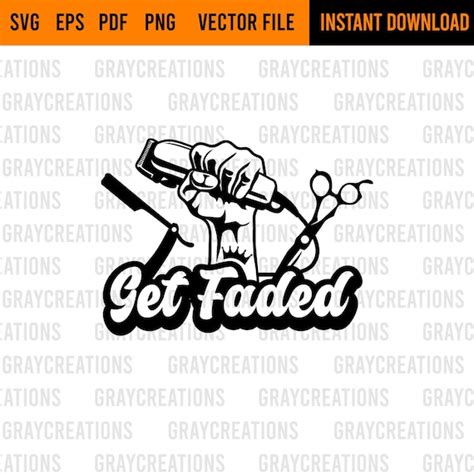 Get Faded Svg Logo Design Hand Holding Clipper With Barber Etsy