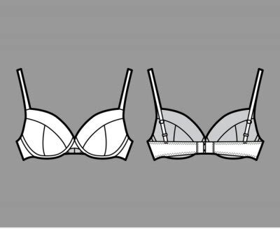 Bra Shelf Open Cup Lingerie Technical Fashion Illustration With Posters