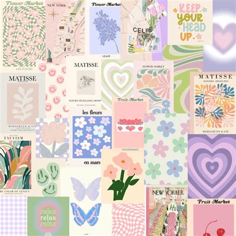 50pc Aesthetic Pastel Trendy Collage Kit - Etsy | Foto wandcollage, Collage wände, Schlafzimmer ...