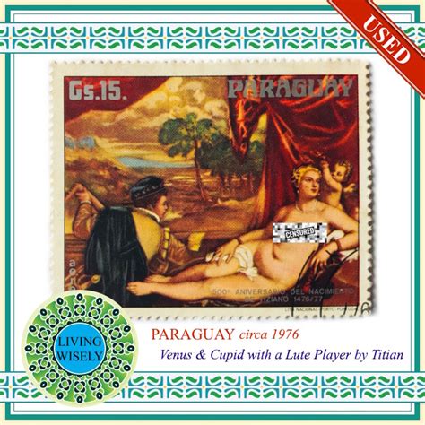 Paraguay Circa 1976 Venus And Cupid With A Lute Player By Titian From