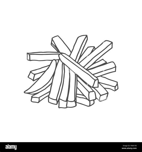 Frites Croquis Dessin S La Main Vector Illustration Isol Sur Fond