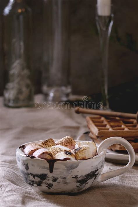Cup Of Hot Chocolate With Marshmallow Stock Image Image Of Bottle
