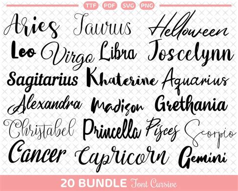 Cursive SVG Font Bundle Cursive Signature Fonts for Cricut | Etsy