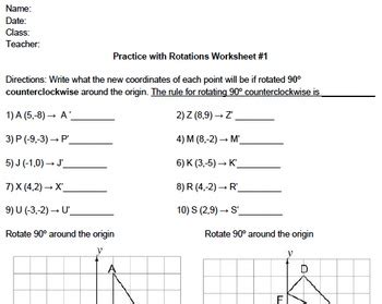 Transformations Rotation Worksheet Bundle By Bryan Korzens Lessons