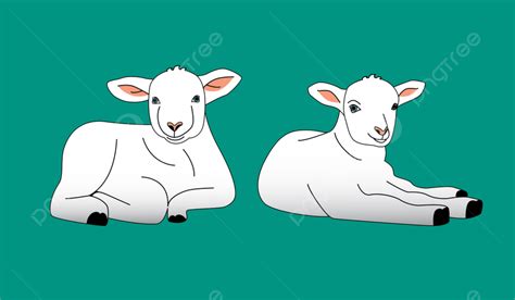 Vector Illustration With Sheep Lying On The Grass Print Character