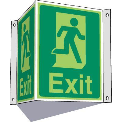 3 Way Running Man Exit Sign Emedco