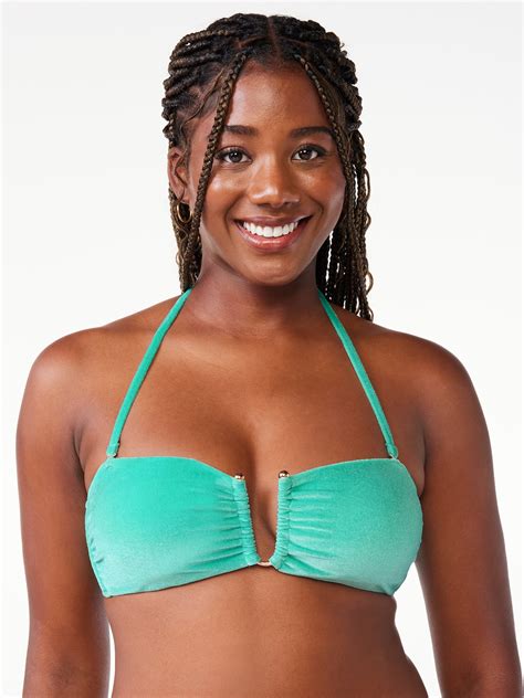 Love Sports Women S Mint Jade Velour Bandeau Bikini Top With