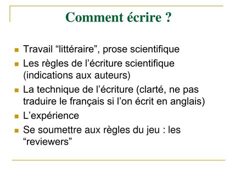 Ppt Comment écrire Un Article Scientifique Powerpoint Presentation