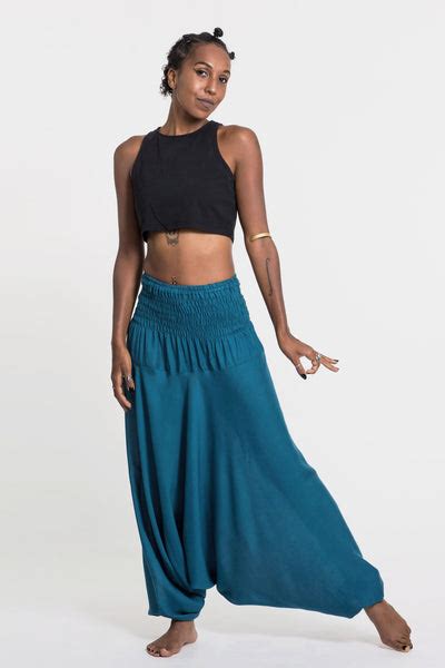 Solid Color 2 In 1 Jumpsuit Harem Pants In Aqua Blue